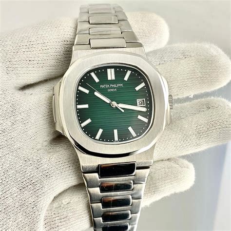 patek philippe nautilus green dial retail price|Patek Philippe green face.